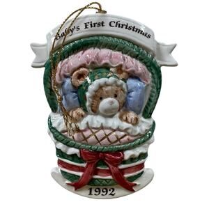 Fitz & Floyd "Rock-A-Bye Teddy" Christmas 1992 Ornament New In Box
